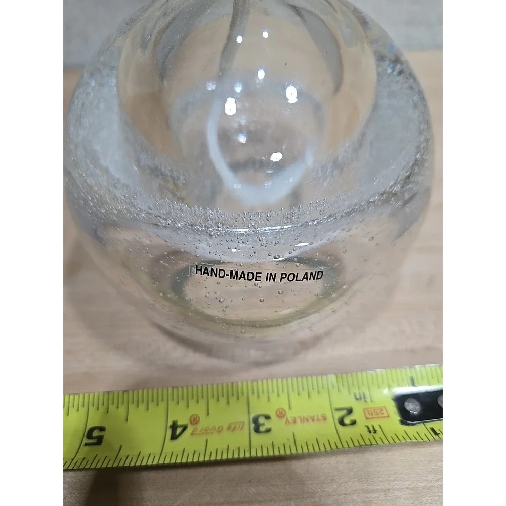 Vintage Hand Blown Bubble Glass Oil Lamp Ball Made In‎ Poland ORB With Wick